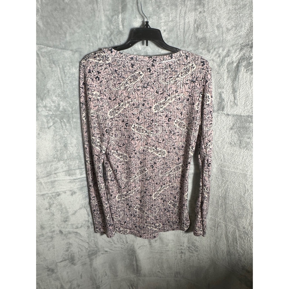 William Rast Women's Long Sleeve‎ Henley Shirt Paisley Print Purple Size L - Picture 2 of 13